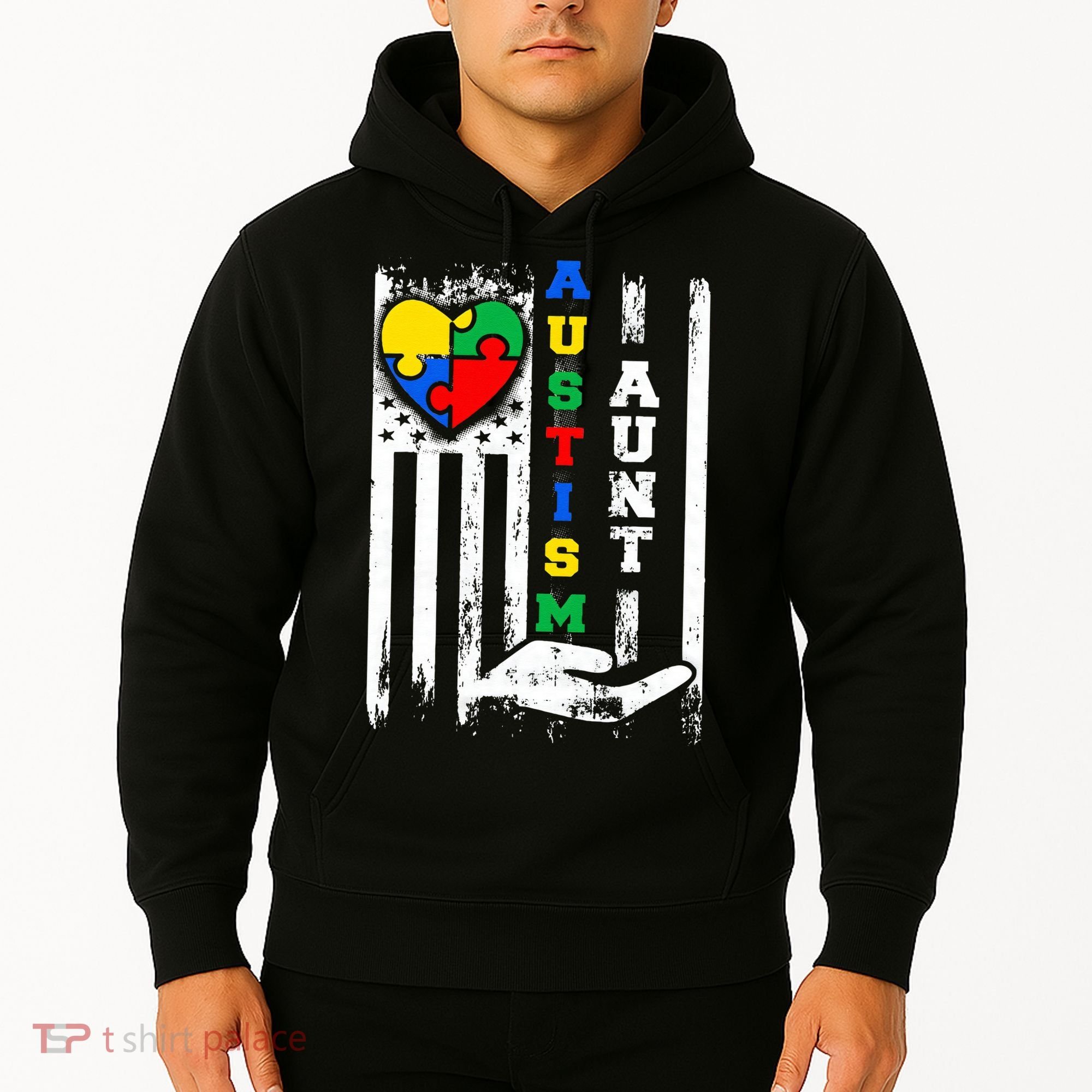 Autism Aunt US Flag Hoodie