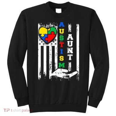 Autism Aunt US Flag Sweatshirt