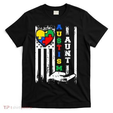 Autism Aunt US Flag T-Shirt
