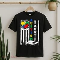 Autism Aunt US Flag T-Shirt thumb 2