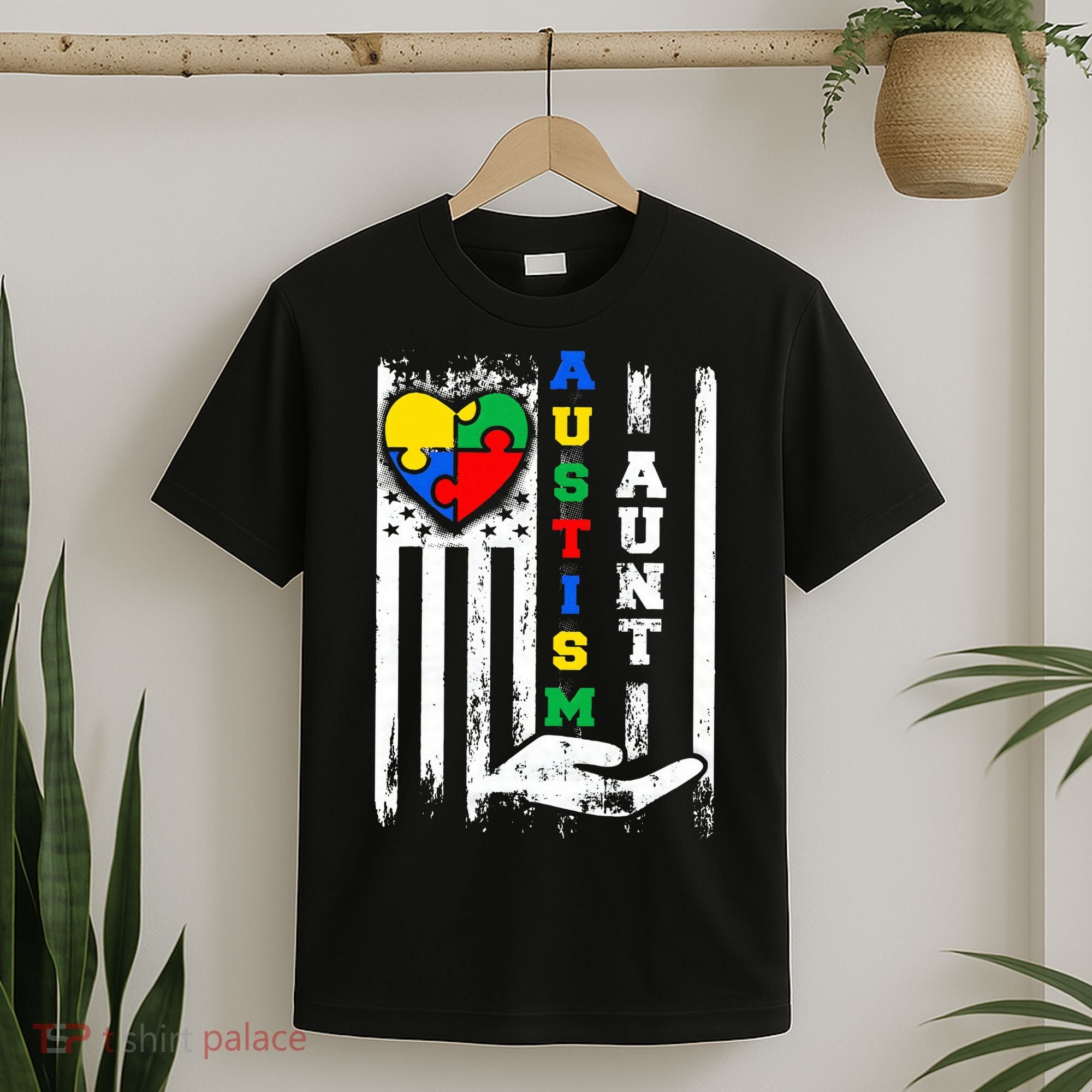 Autism Aunt US Flag T-Shirt