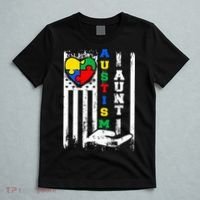 Autism Aunt US Flag T-Shirt thumb 5