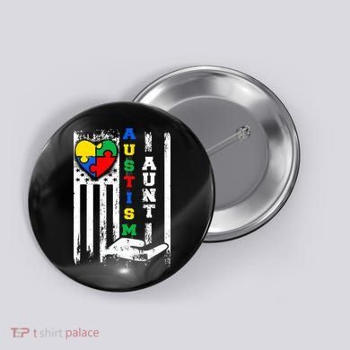 Autism Aunt US Flag Button