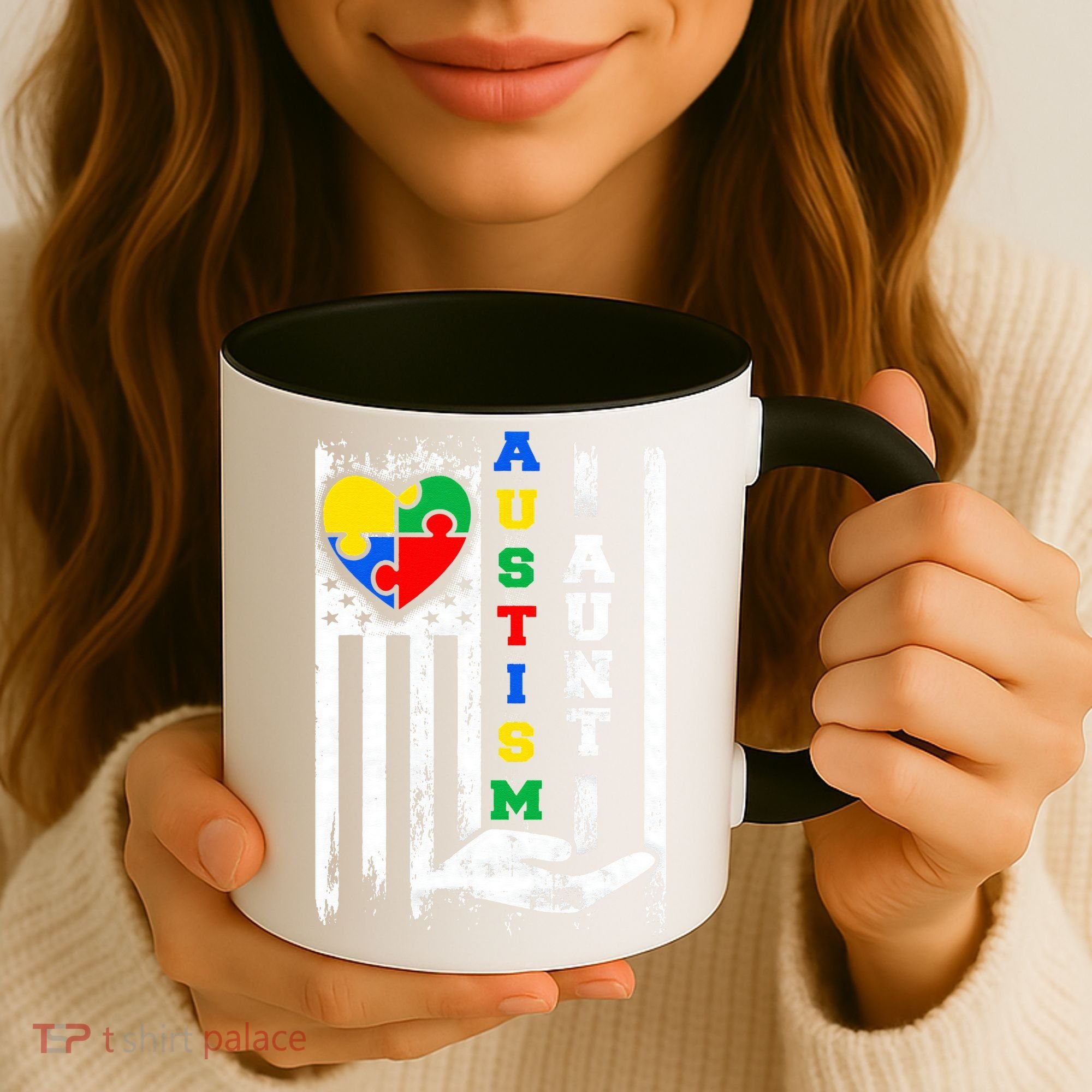 Autism Aunt US Flag Coffee Mug