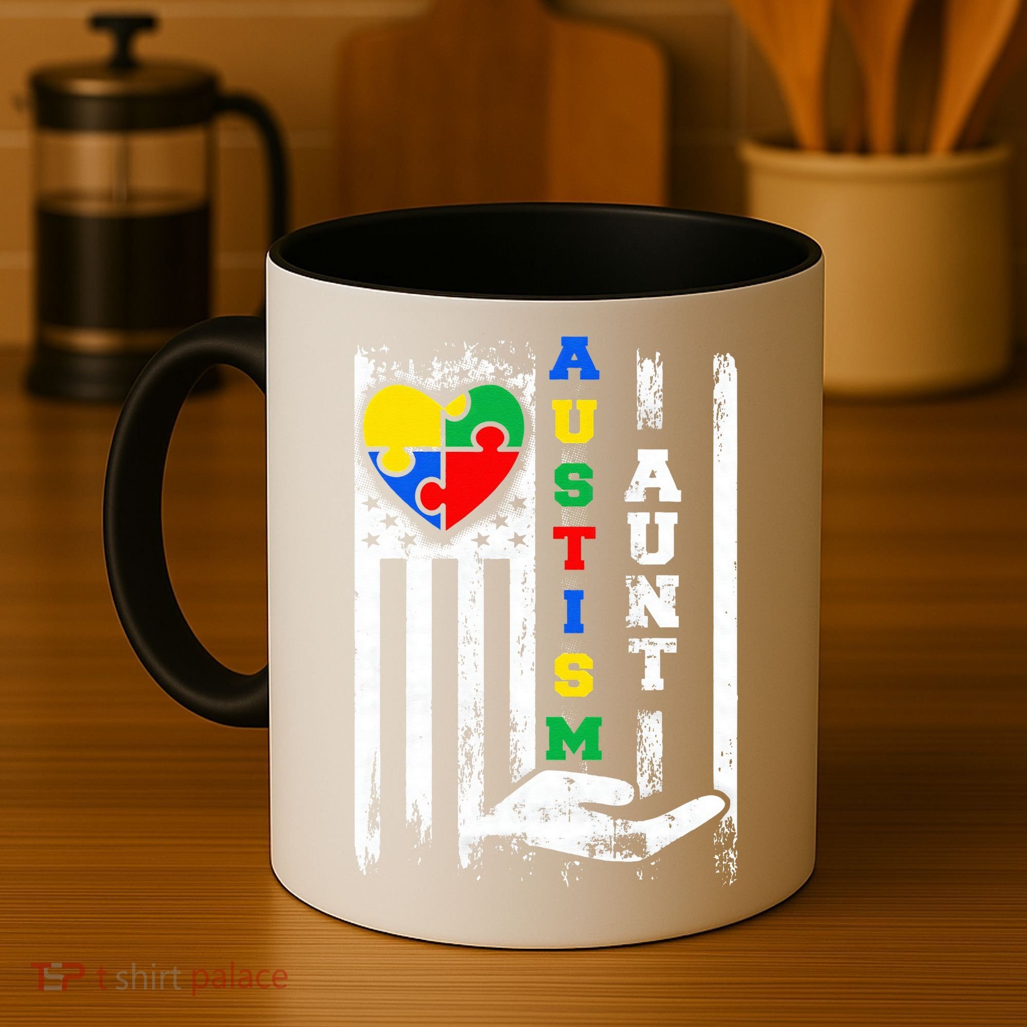 Autism Aunt US Flag Coffee Mug