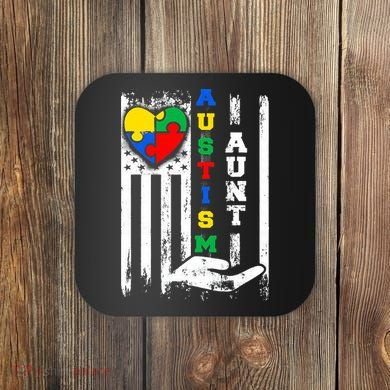 Autism Aunt US Flag Coaster