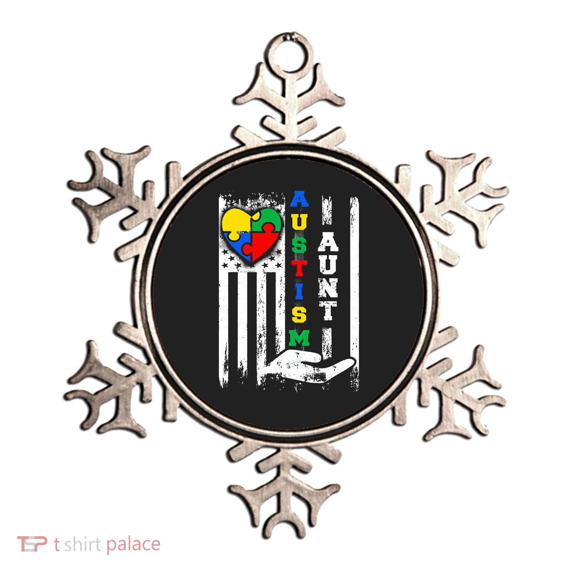 Autism Aunt US Flag Ornament