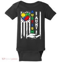 Autism Aunt US Flag Baby Bodysuit thumb 0