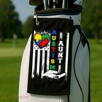 Autism Aunt US Flag Golf Towel thumb 2