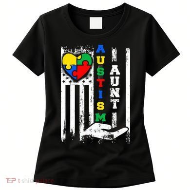Autism Aunt US Flag Women's T-Shirt