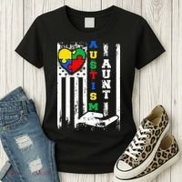 Autism Aunt US Flag Women's T-Shirt thumb 3