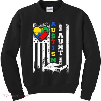 Autism Aunt US Flag Kids Sweatshirt