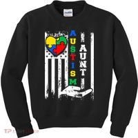 Autism Aunt US Flag Kids Sweatshirt thumb 0