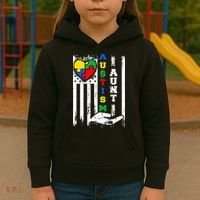 Autism Aunt US Flag Kids Hoodie thumb 3