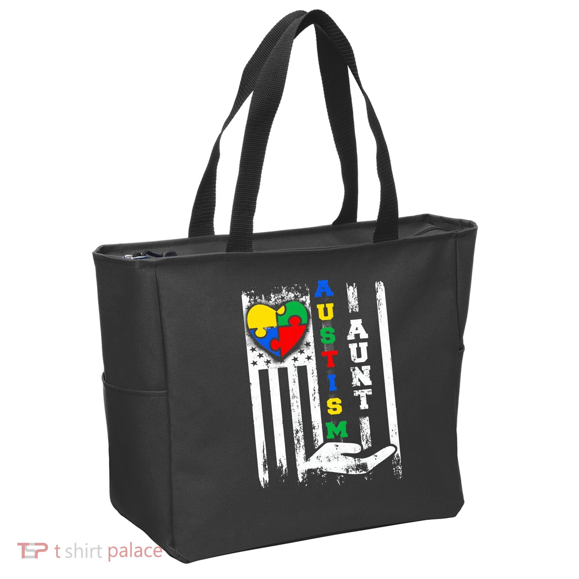 Autism Aunt US Flag Tote Bag