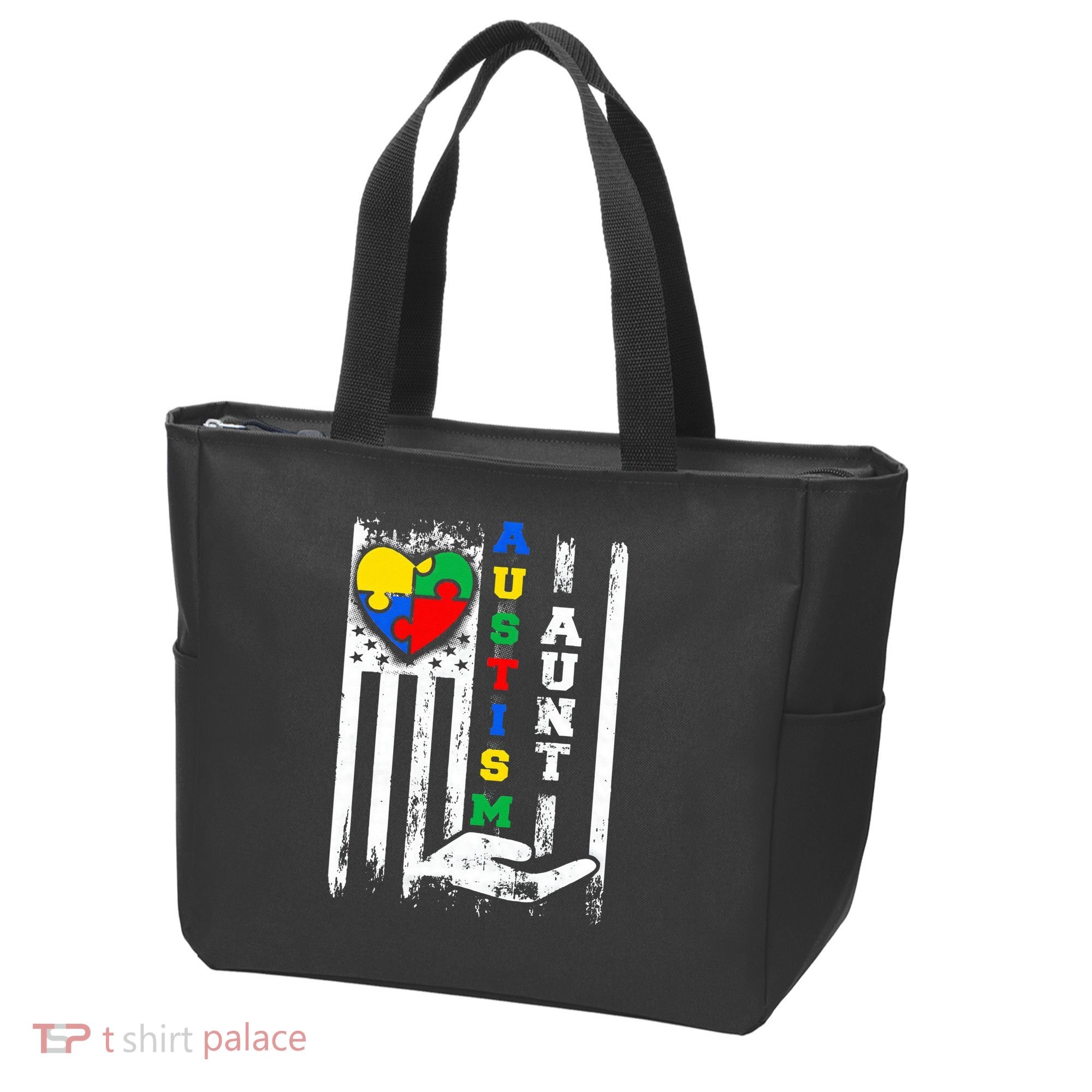 Autism Aunt US Flag Tote Bag