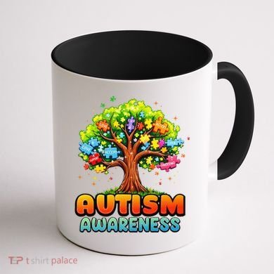 Autism Accept Understand Love Autism Awareness Tree Teacher Coffee Mug back