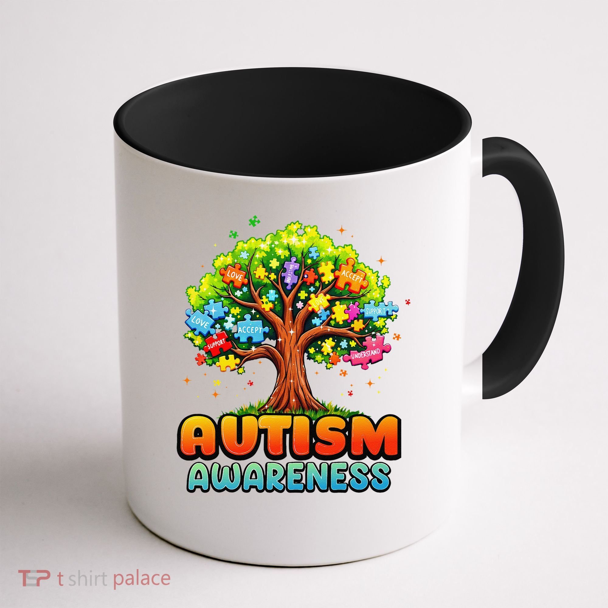 Autism Accept Understand Love Autism Awareness Tree Teacher Coffee Mug