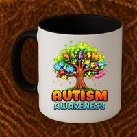Autism Accept Understand Love Autism Awareness Tree Teacher Coffee Mug thumb 2