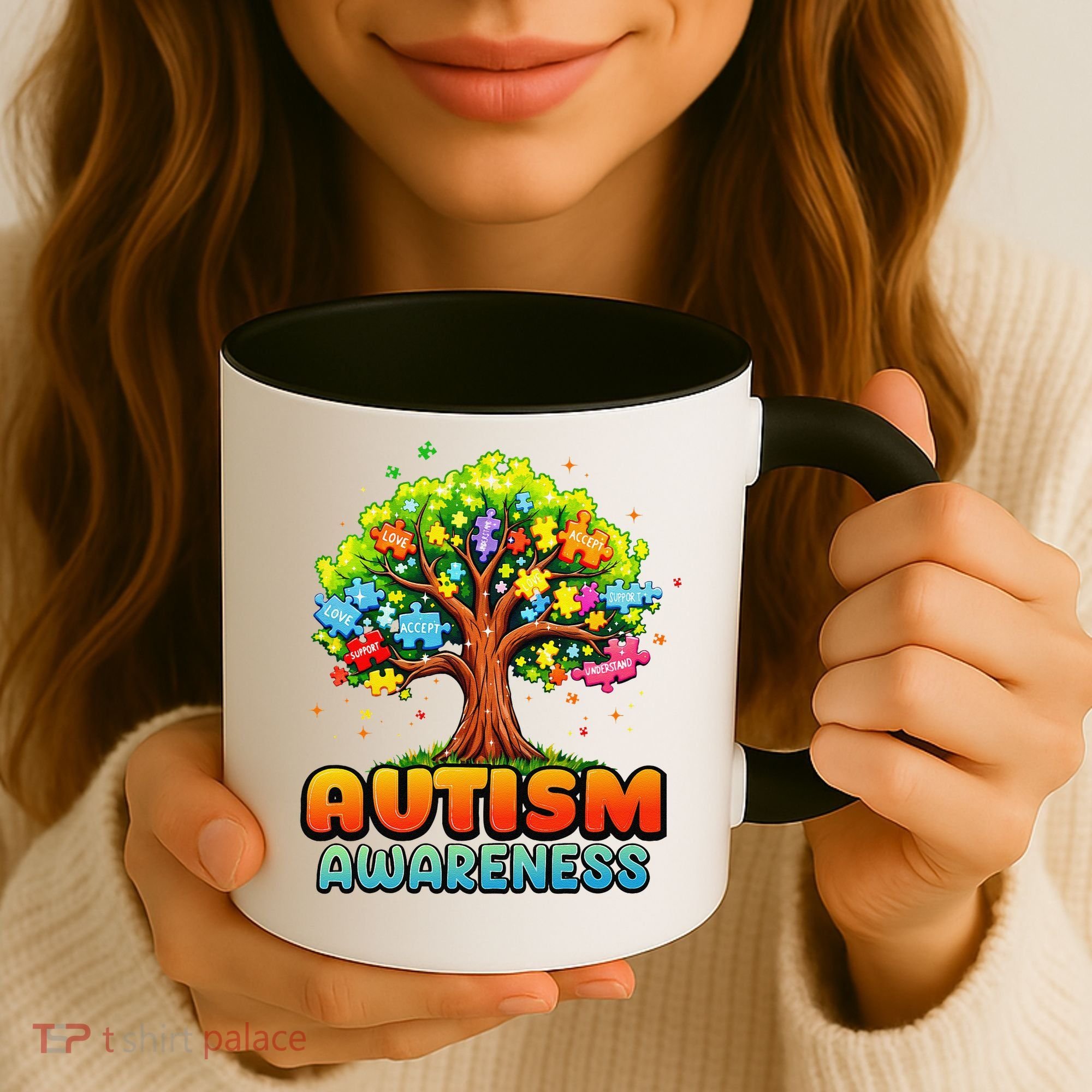 Autism Accept Understand Love Autism Awareness Tree Teacher Coffee Mug