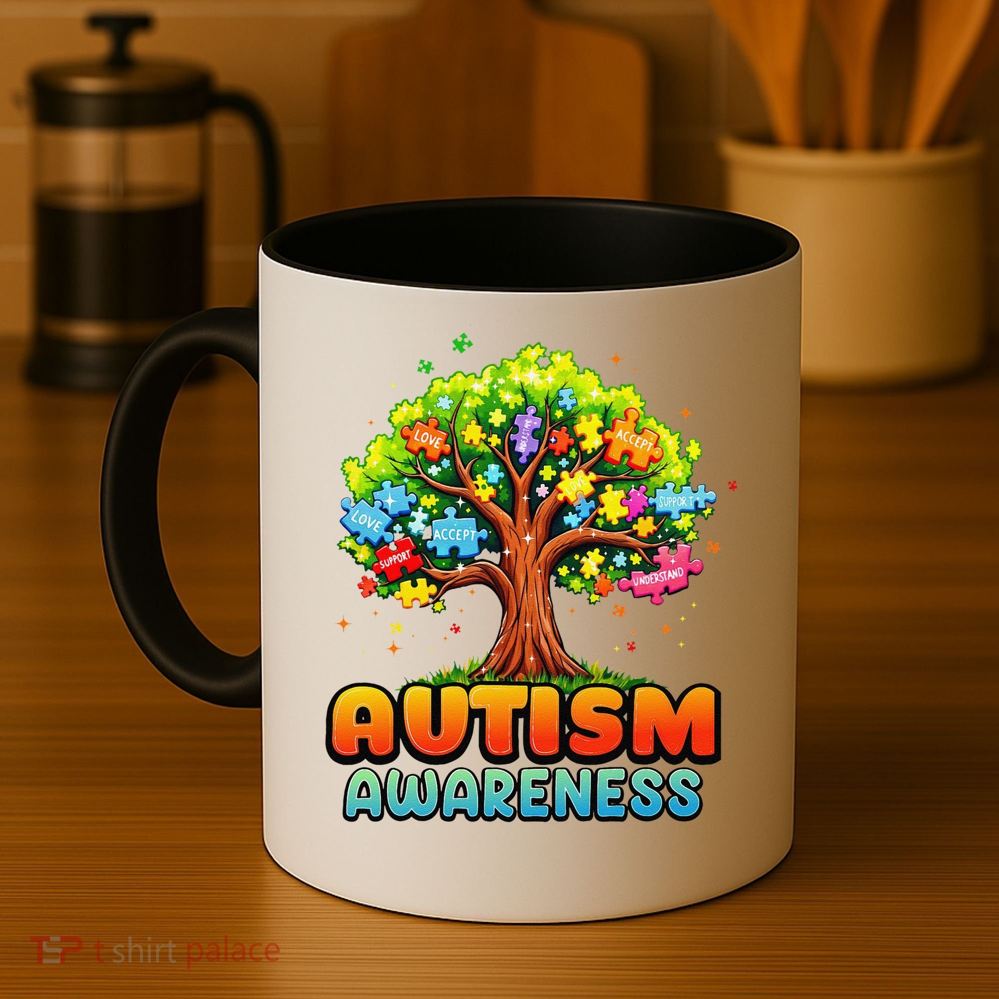 Autism Accept Understand Love Autism Awareness Tree Teacher Coffee Mug