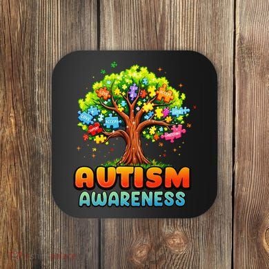 Autism Accept Understand Love Autism Awareness Tree Teacher Coaster
