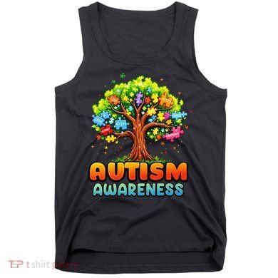 Autism Accept Understand Love Autism Awareness Tree Teacher Tank Top