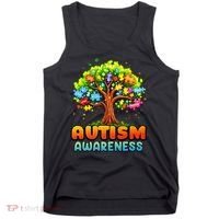 Autism Accept Understand Love Autism Awareness Tree Teacher Tank Top thumb 0