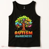 Autism Accept Understand Love Autism Awareness Tree Teacher Tank Top thumb 2