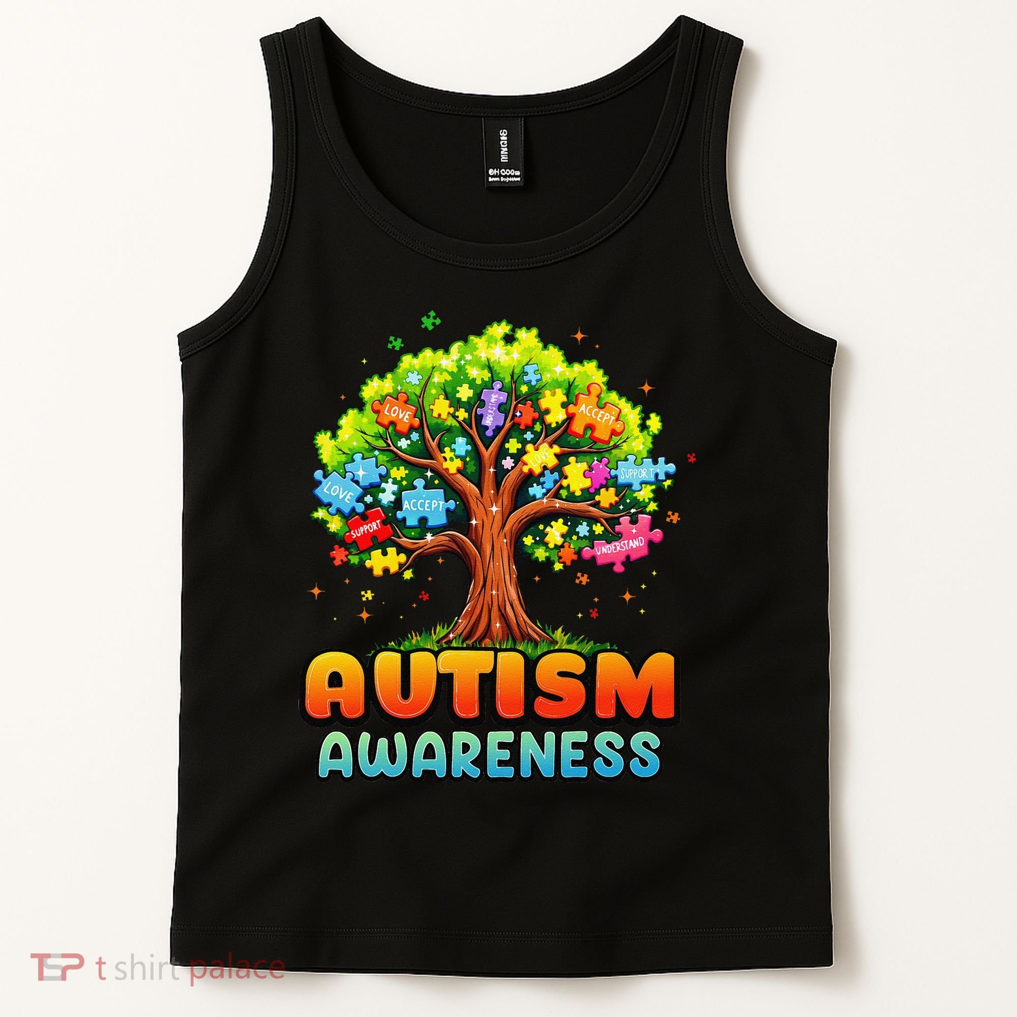 Autism Accept Understand Love Autism Awareness Tree Teacher Tank Top