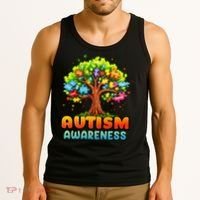 Autism Accept Understand Love Autism Awareness Tree Teacher Tank Top thumb 3