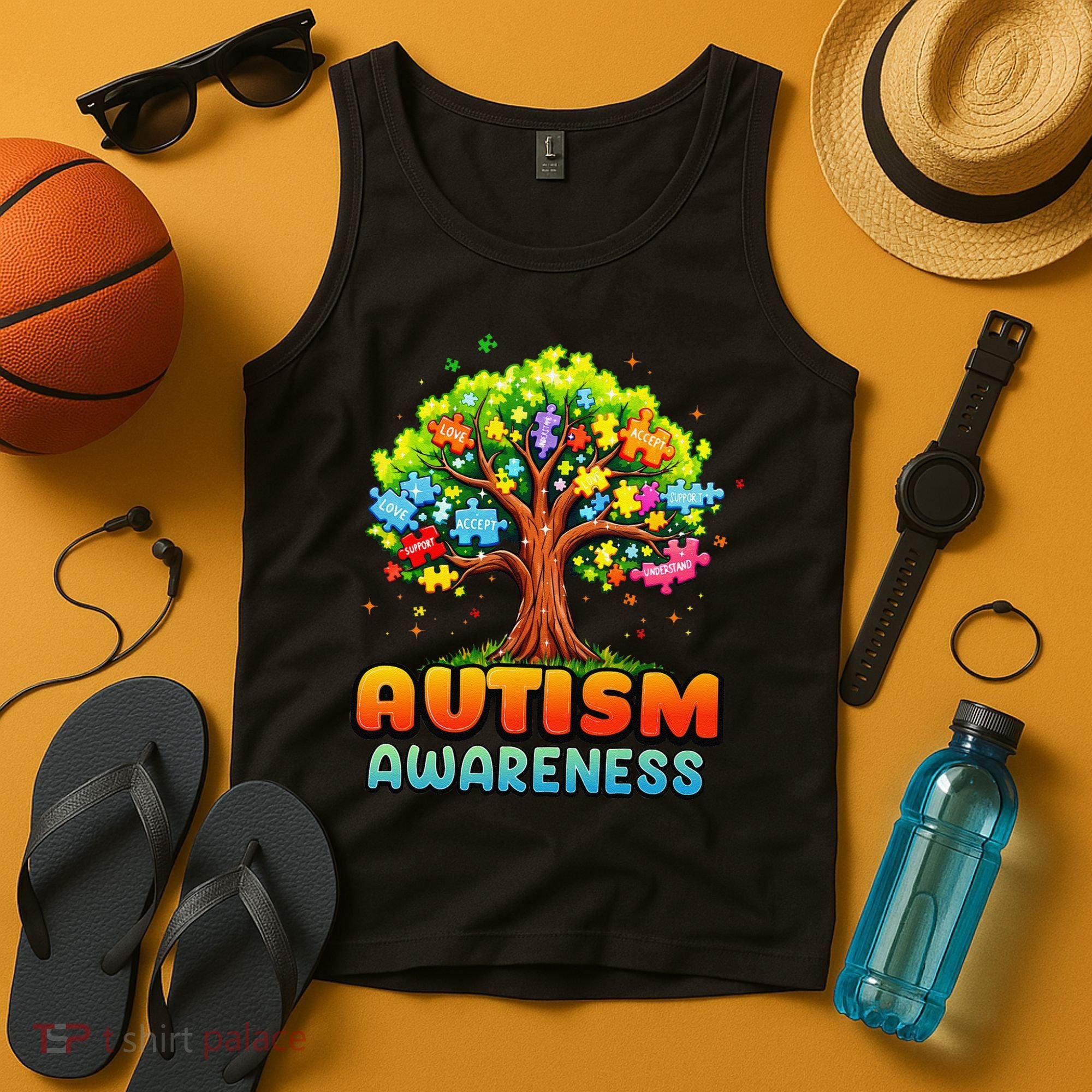 Autism Accept Understand Love Autism Awareness Tree Teacher Tank Top