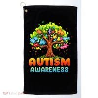Autism Accept Understand Love Autism Awareness Tree Teacher Golf Towel thumb 0