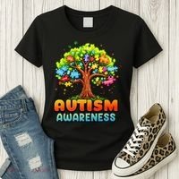 Autism Accept Understand Love Autism Awareness Tree Teacher Women's T-Shirt thumb 3
