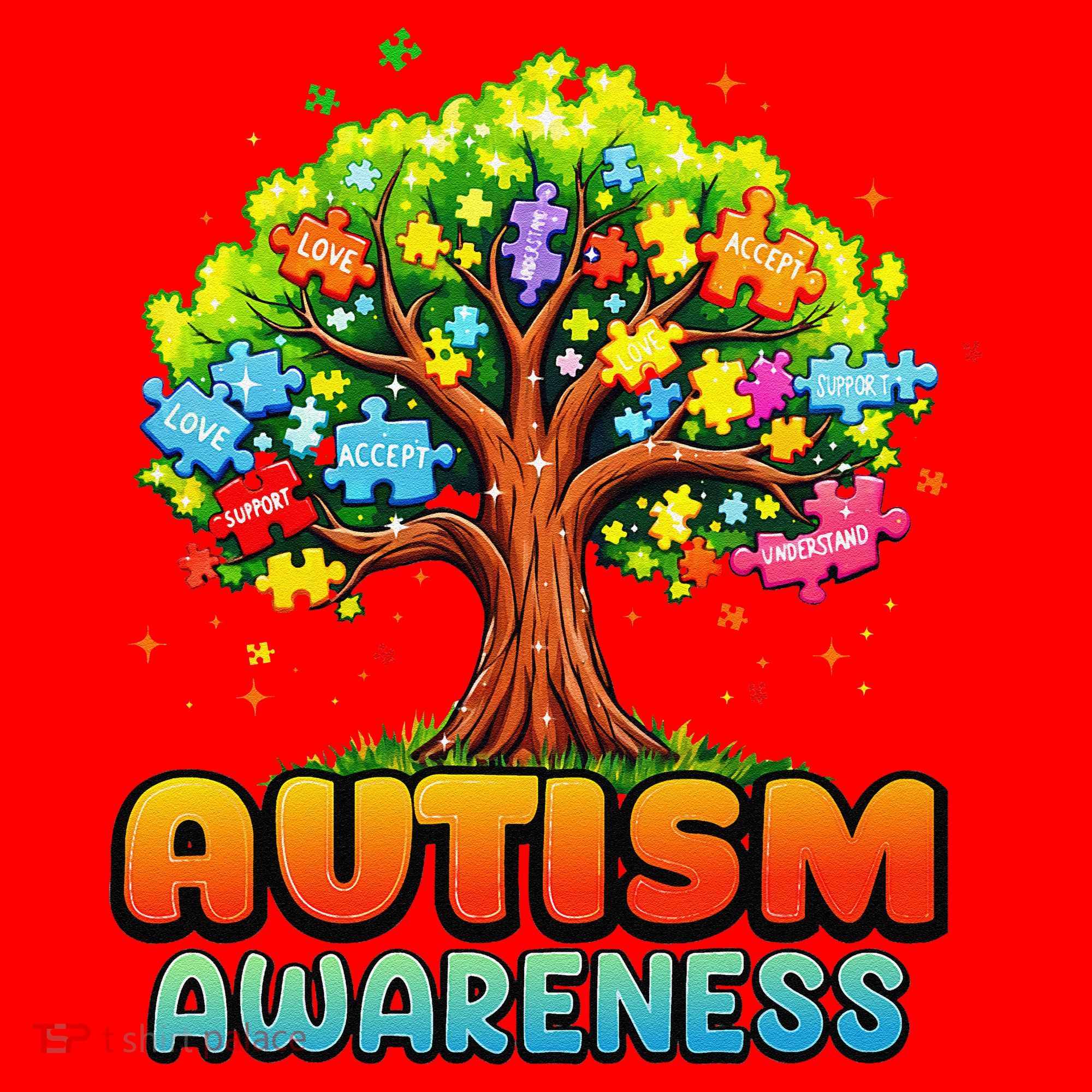 Autism Accept Understand Love Autism Awareness Tree Teacher Santa Hat