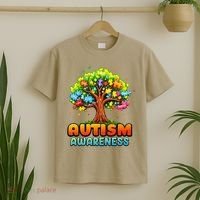 Autism Accept Understand Love Autism Awareness Tree Teacher T-Shirt thumb 2