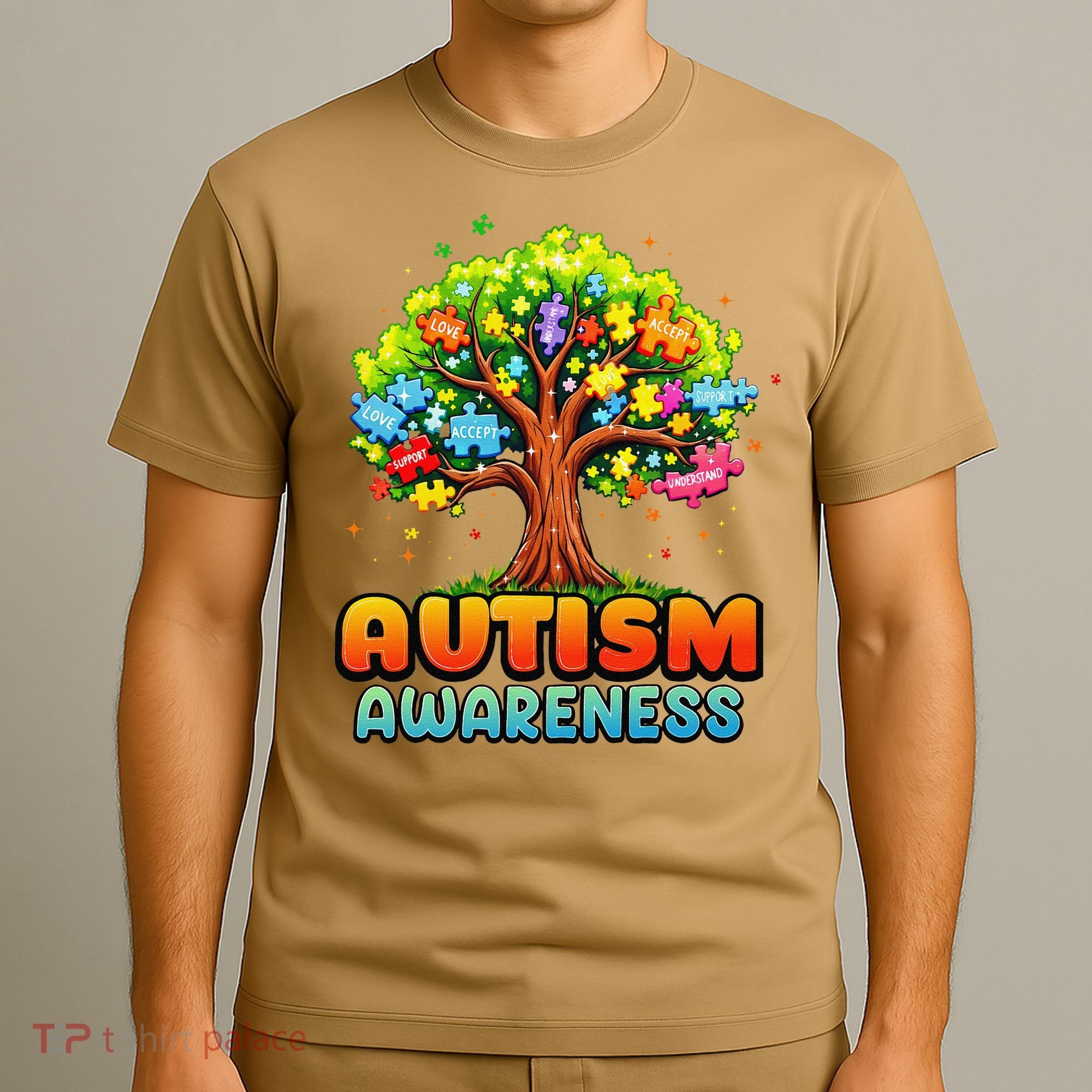 Autism Accept Understand Love Autism Awareness Tree Teacher T-Shirt
