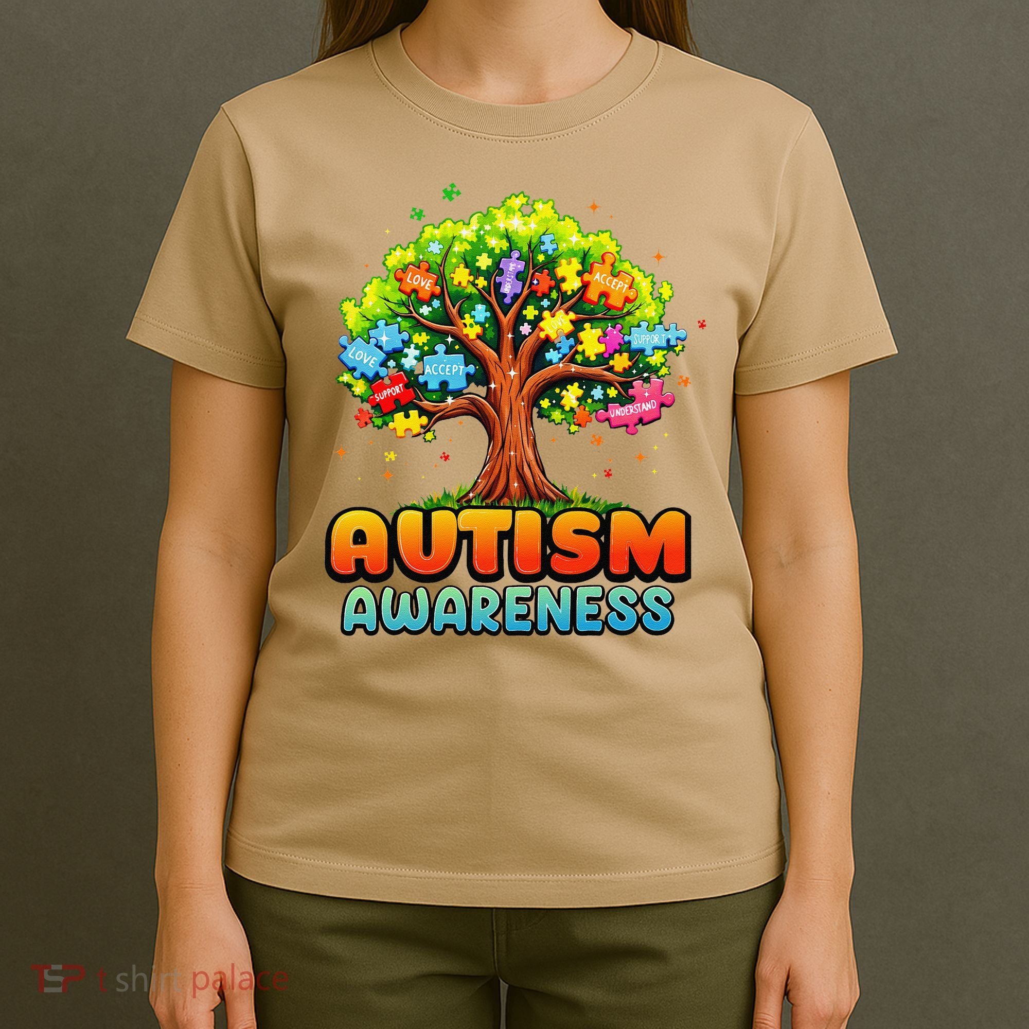 Autism Accept Understand Love Autism Awareness Tree Teacher T-Shirt