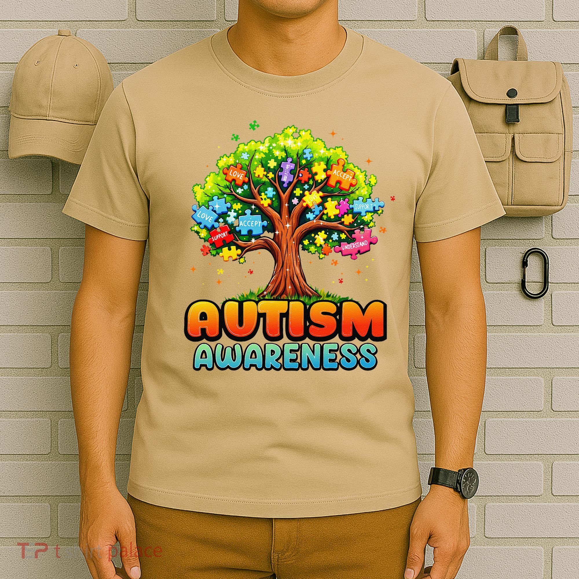 Autism Accept Understand Love Autism Awareness Tree Teacher T-Shirt