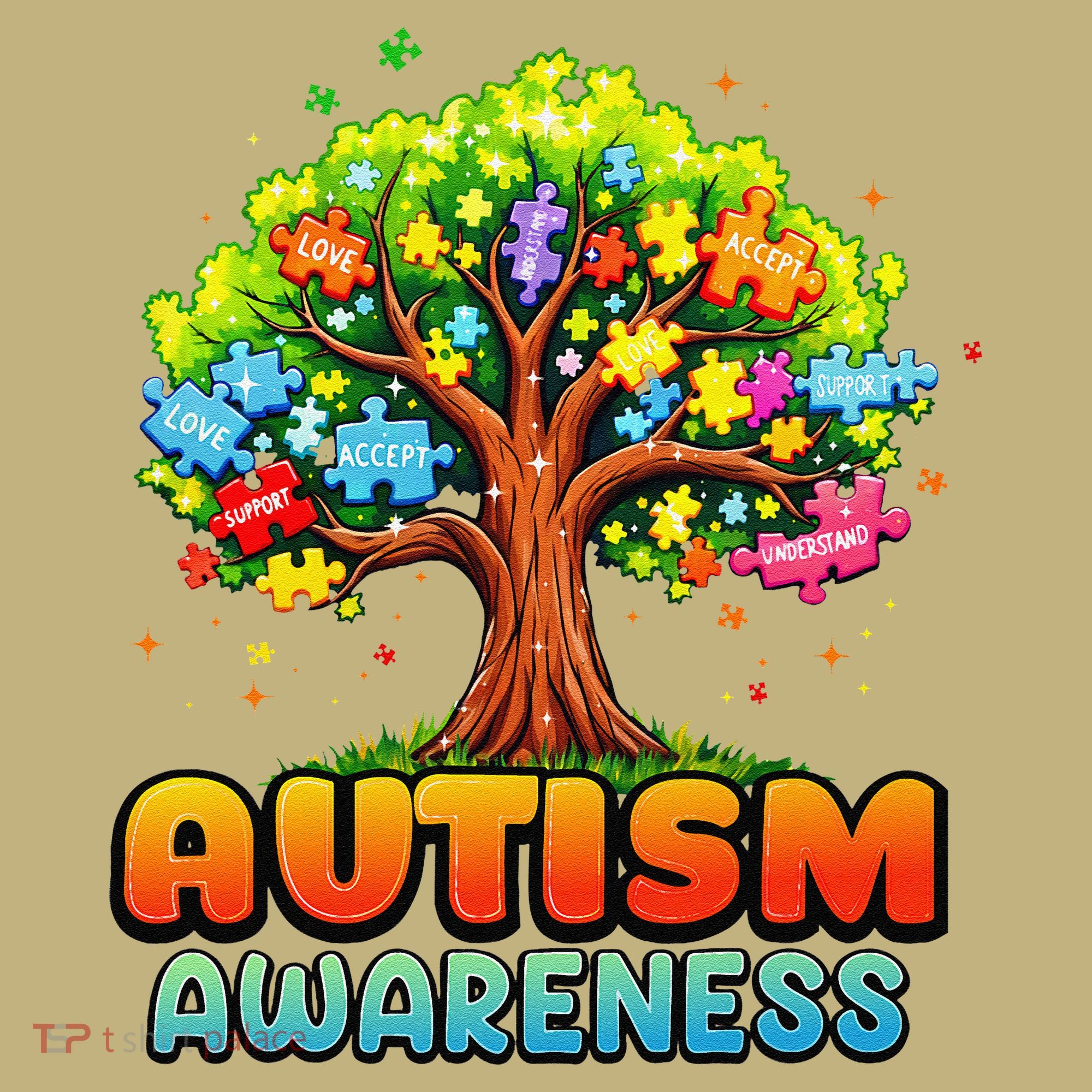 Autism Accept Understand Love Autism Awareness Tree Teacher T-Shirt
