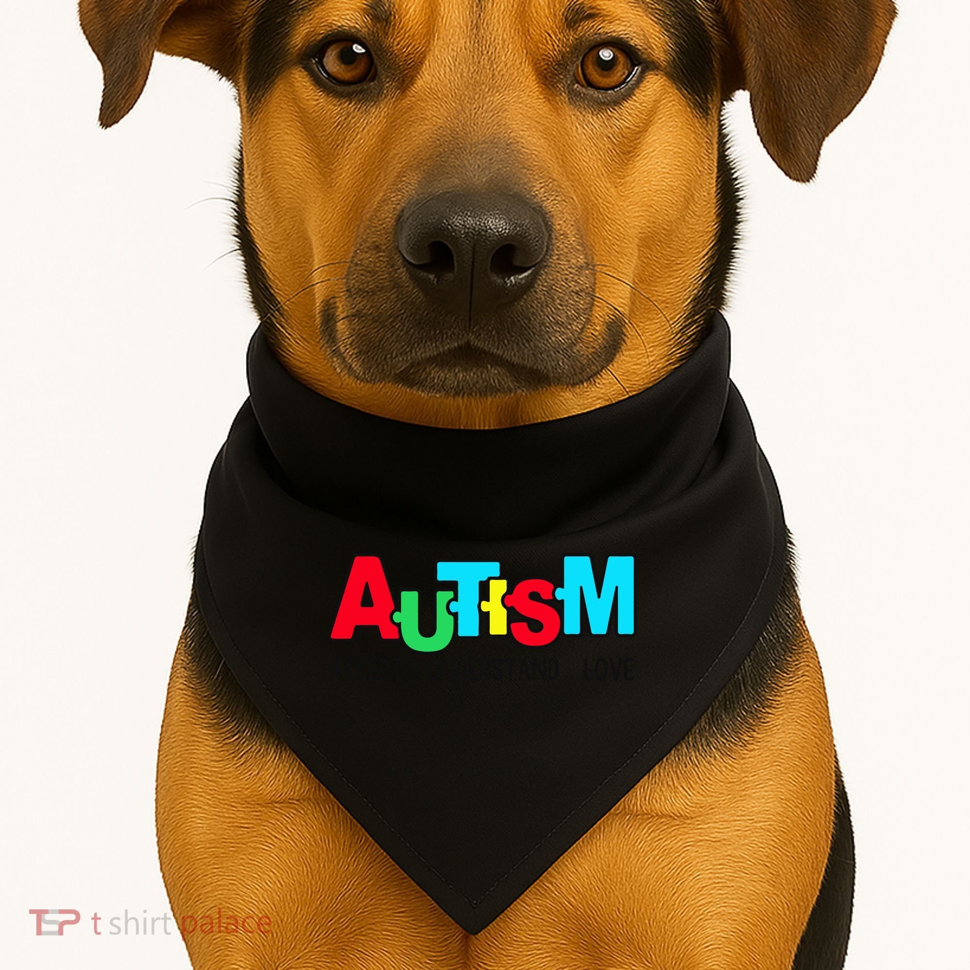 Autism, Accept Understand Love, Autism Awareness USA-Made Doggie Bandana