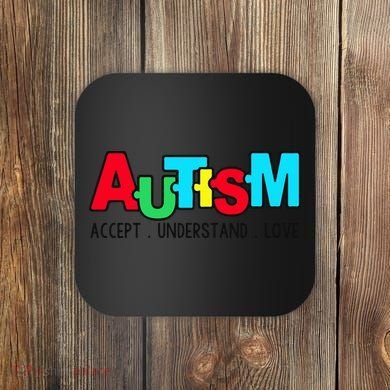 Autism, Accept Understand Love, Autism Awareness Coaster