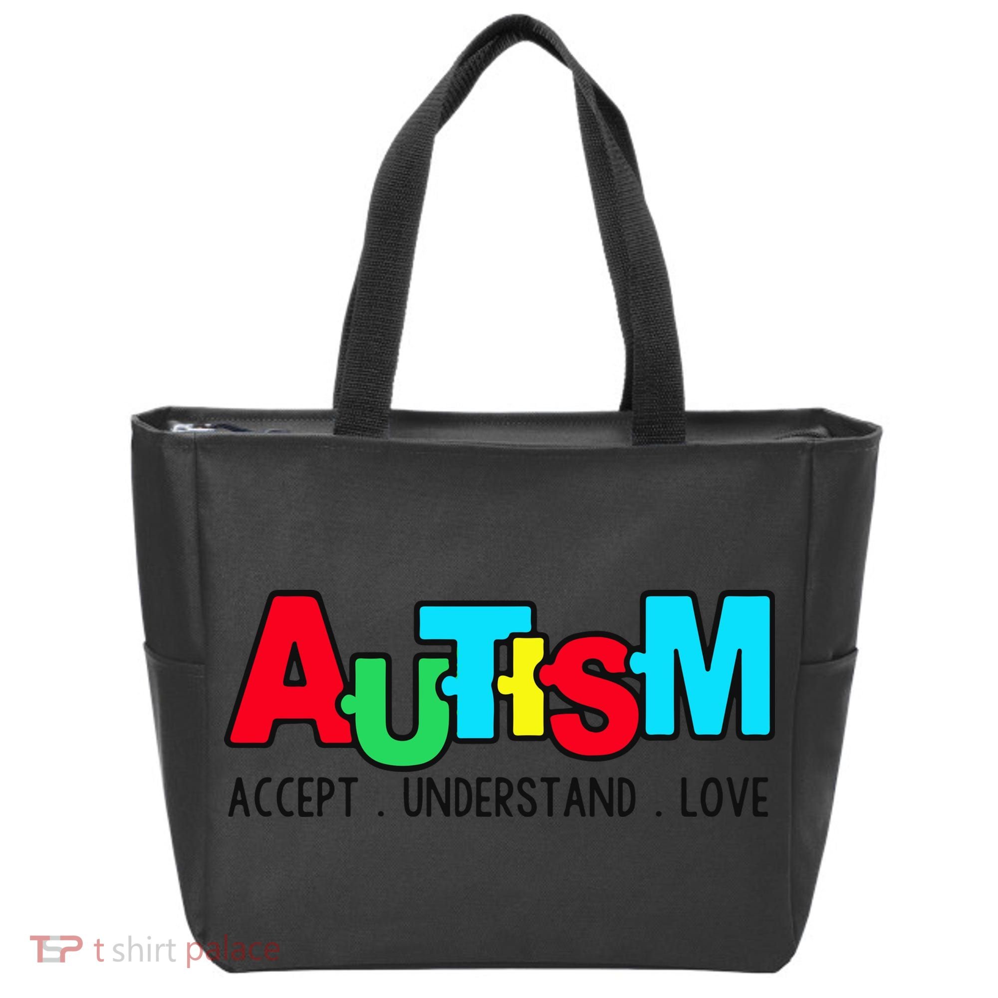Autism, Accept Understand Love, Autism Awareness Tote Bag