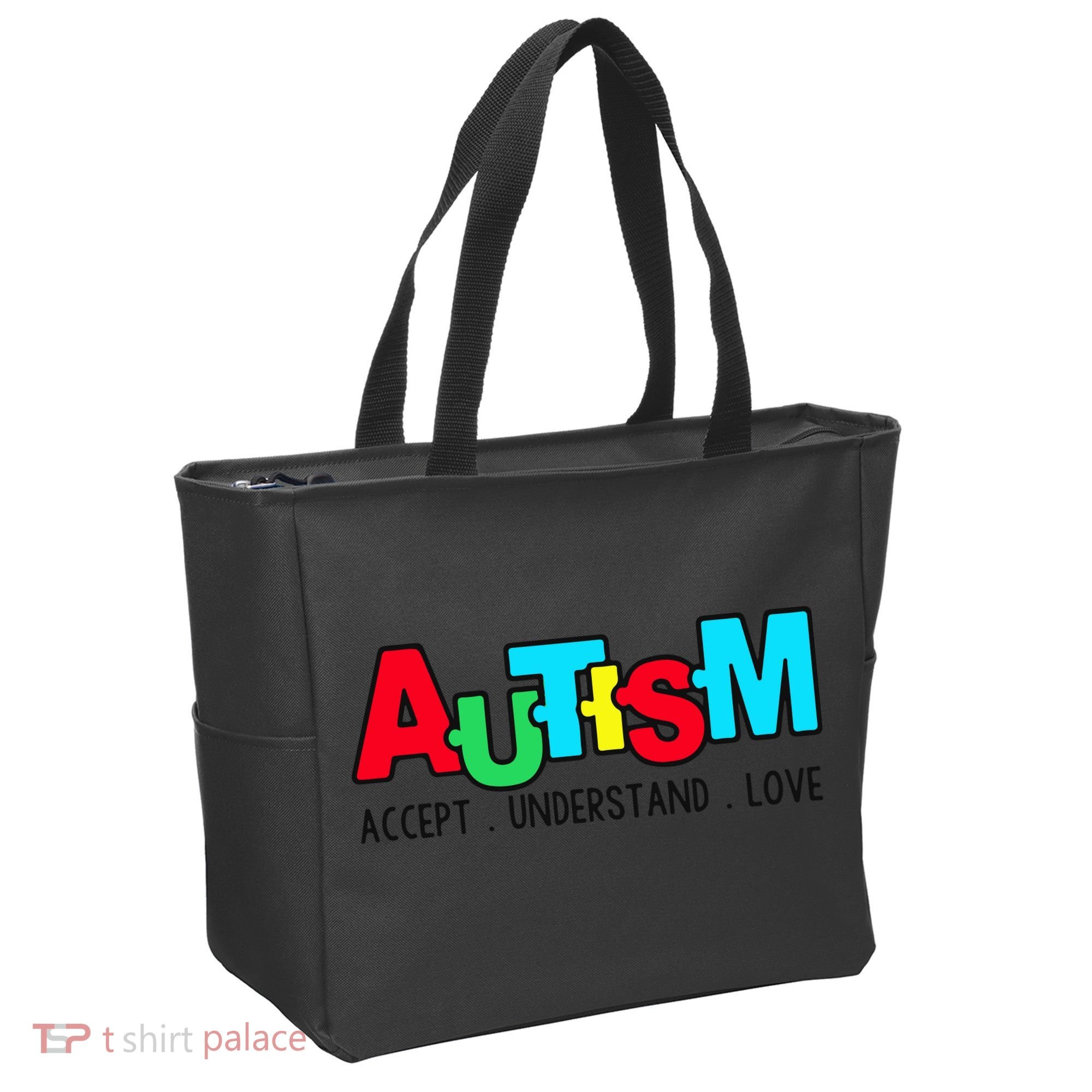 Autism, Accept Understand Love, Autism Awareness Tote Bag