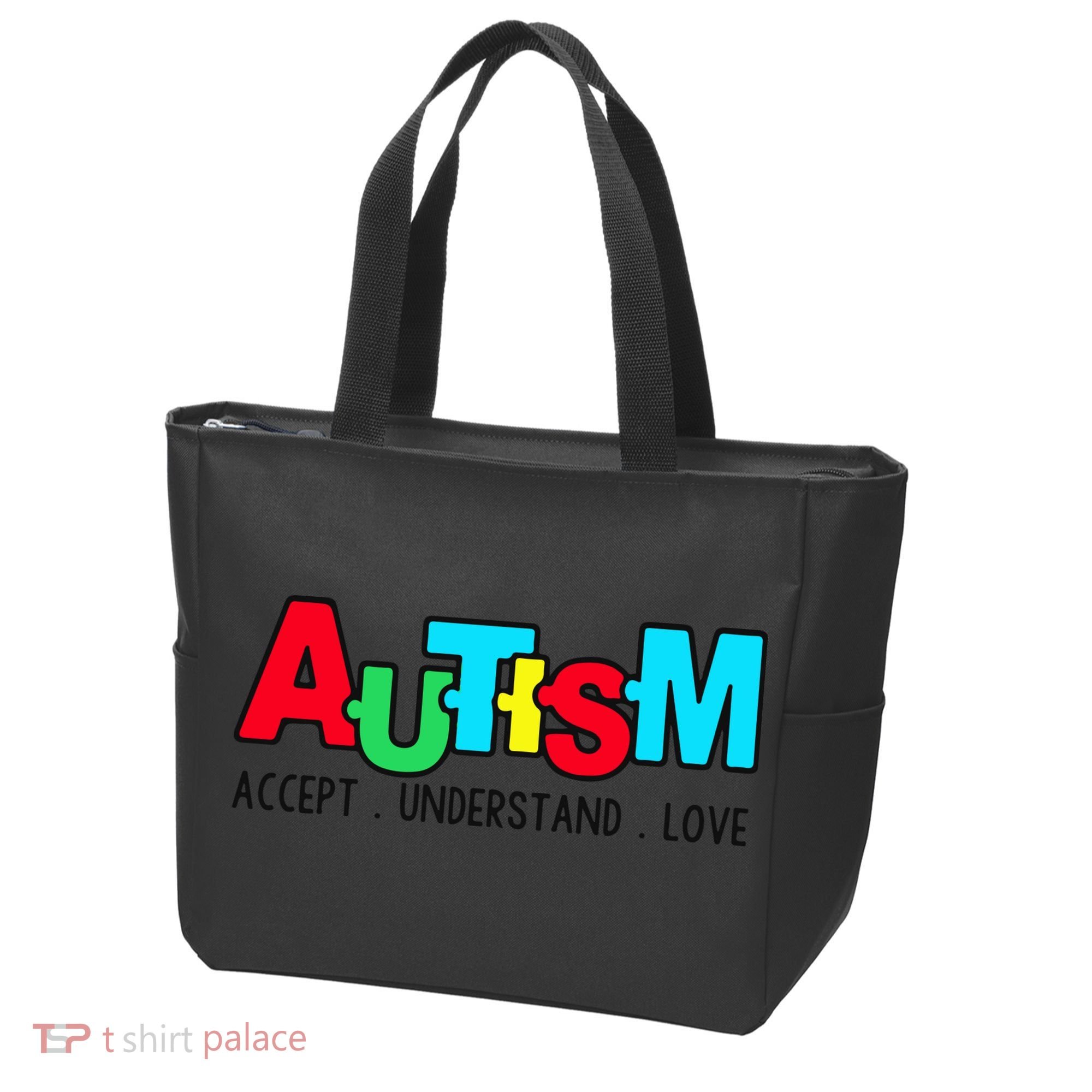 Autism, Accept Understand Love, Autism Awareness Tote Bag