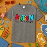Autism, Accept Understand Love, Autism Awareness Kids T-Shirt thumb 3