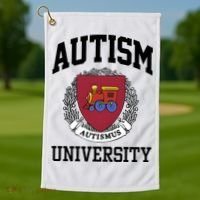 Autism Autismus University Autism Awareness Lover Golf Towel thumb 1