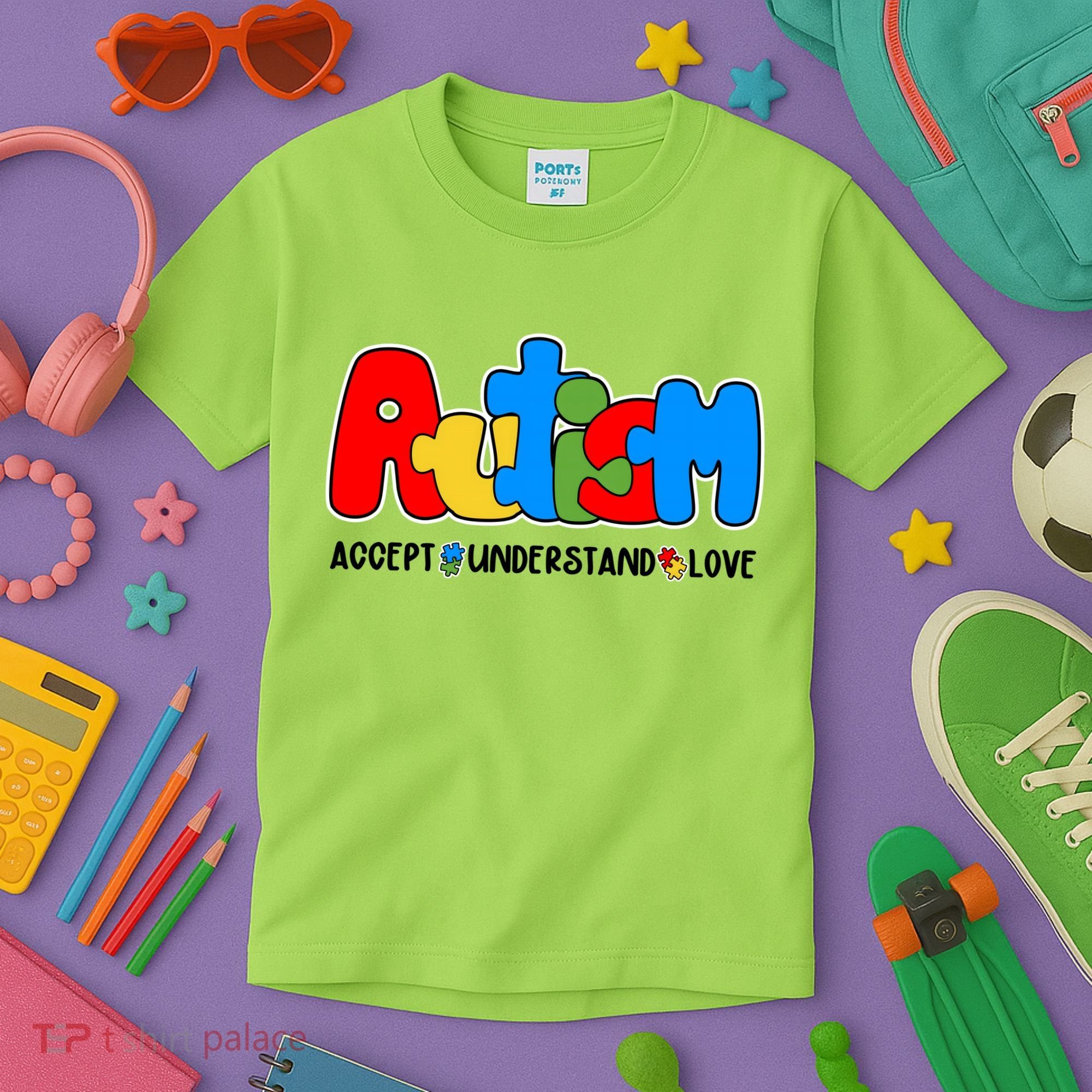 Autism Accept Understand Love Awareness Kids T-Shirt