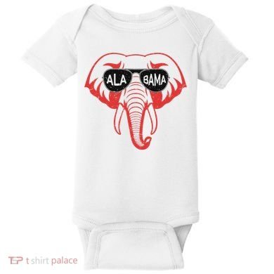 Alabama Al Vintage Red Elephant Baby Bodysuit