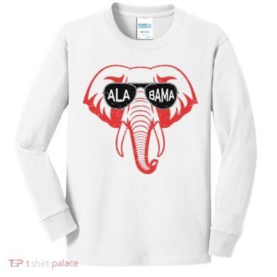 Alabama Al Vintage Red Elephant Kids Long Sleeve Shirt